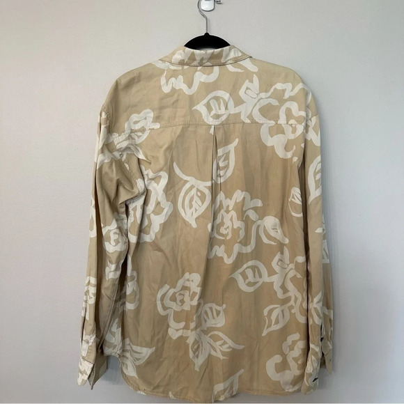 Gene Ewing Bis Bis Vintage Beige and White Button Down Floral Shirt Sz Md - Picture 11 of 11